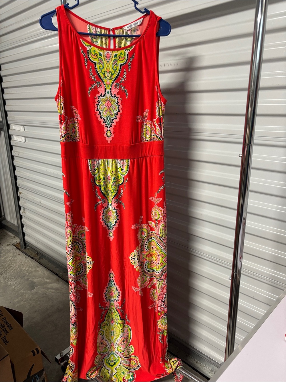 Peter Nygard Red Paisley Print Maxi Dress